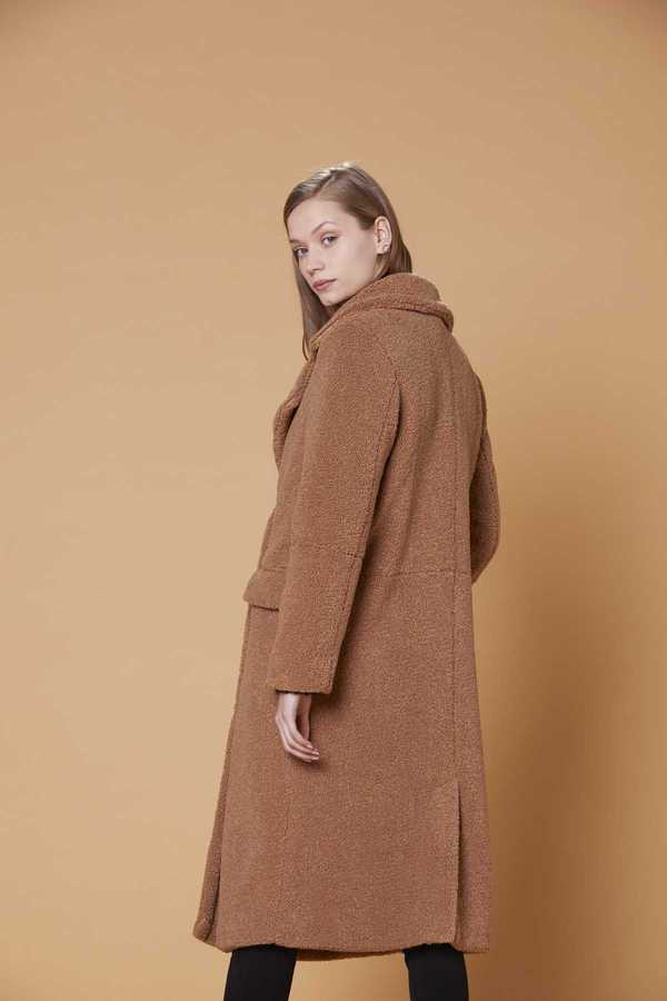 manteau long effet mouton